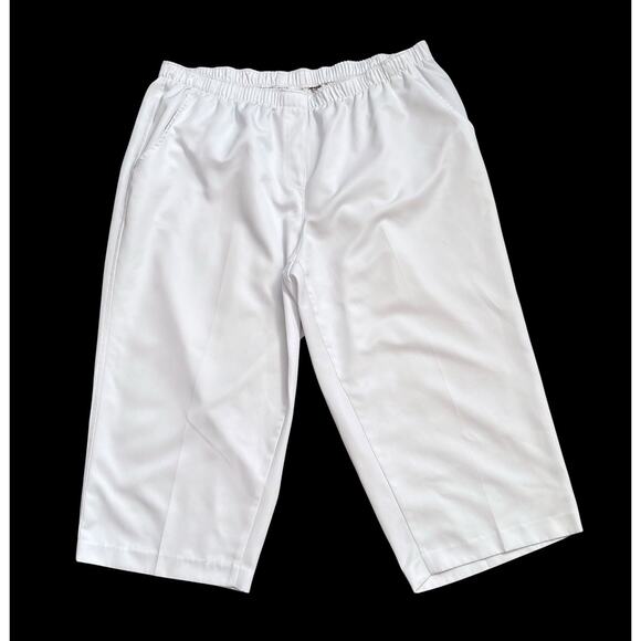 ALIA Womens Plus Size 18W White Pull On Elastic Waist Cropped Capri Pants - Picture 1 of 5
